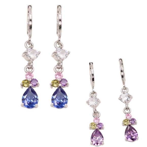 🎀925 Five Gemstone Water Drop Earrings - Picture 10 of 10